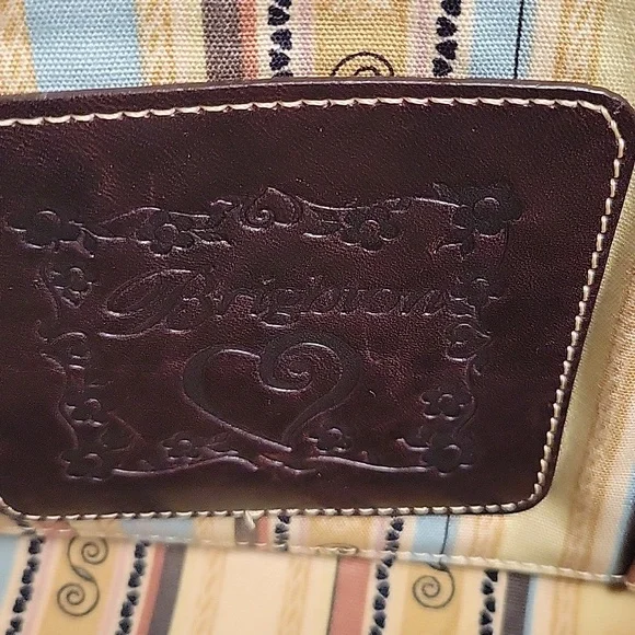 Brighton Woven Straw & Brown Leather Shoulder Bag w/ Heart Charm + Dust Bag - Picture 9 of 12